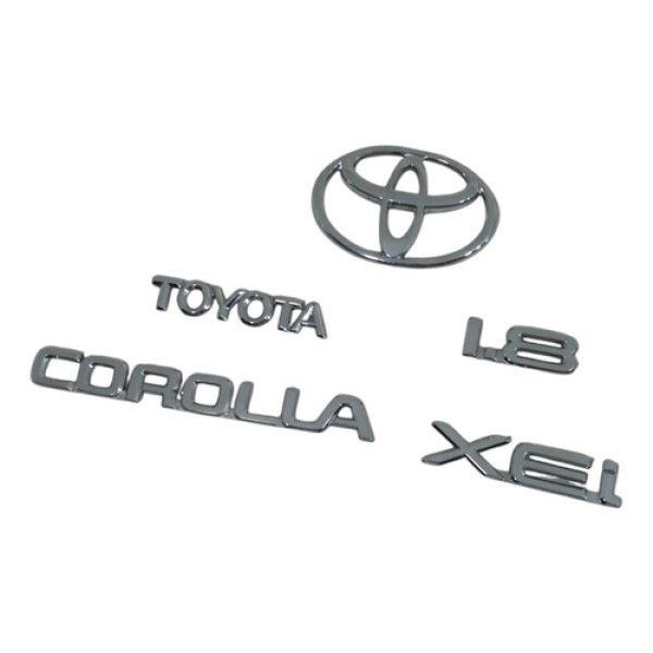 Conjunto Embremas Tampa Traseira Toyota Corolla 98/00 Preto